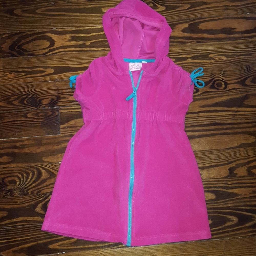 Girls Pink Platinum Terry Cloth Swim Robe 6X